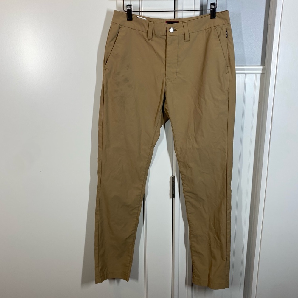 untuckit chancellor pants 30x32 Brown‎ polyester performance straight fit READ